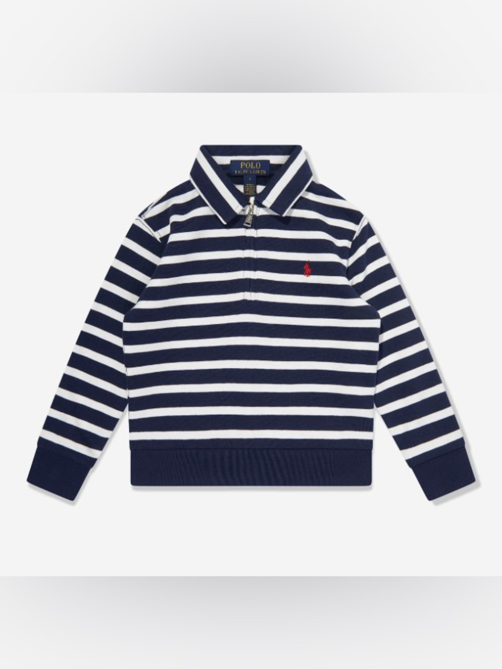 Boys Striped Half Zip Sweatshirt in Navy (Size: 3T)